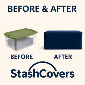 Navy Stash Cover with White Piping
